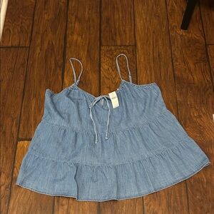 Old Navy Denim Blue Spaghetti Strap Tiered Tank Top- NWT